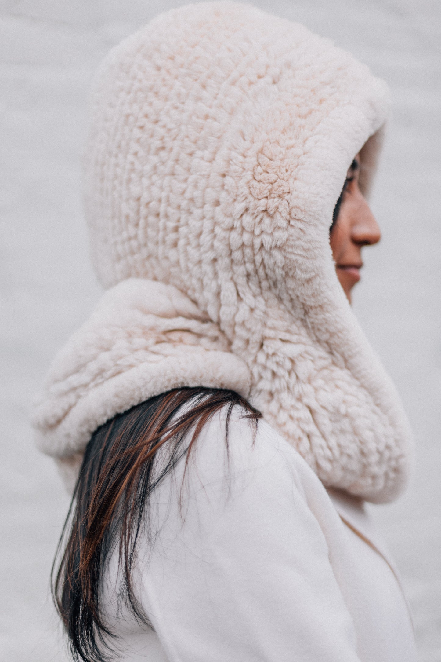 RABBIT HOOD SCARF-CREAM