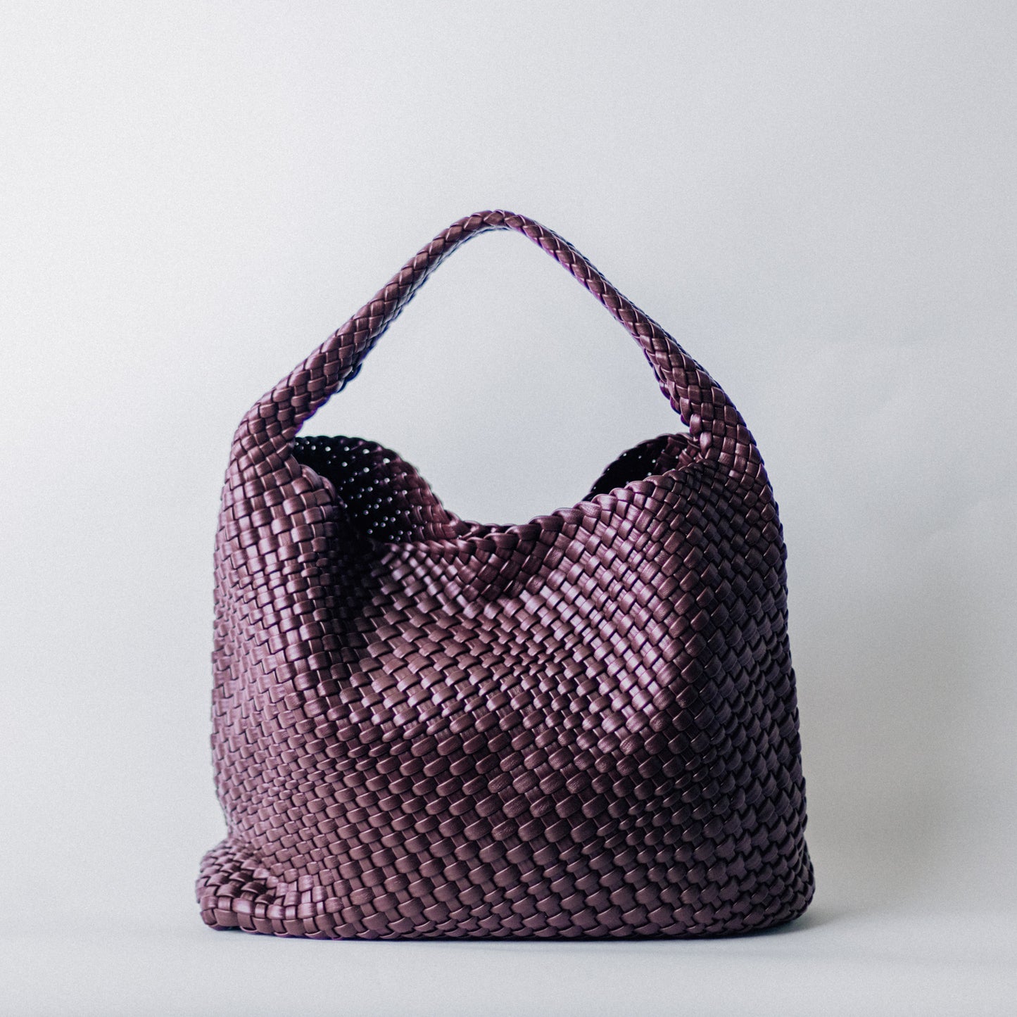 LARGE WOVEN HOBO-WINE