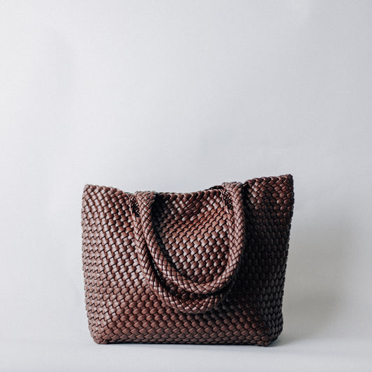 LARGE WOVEN TOTE-COFFEE