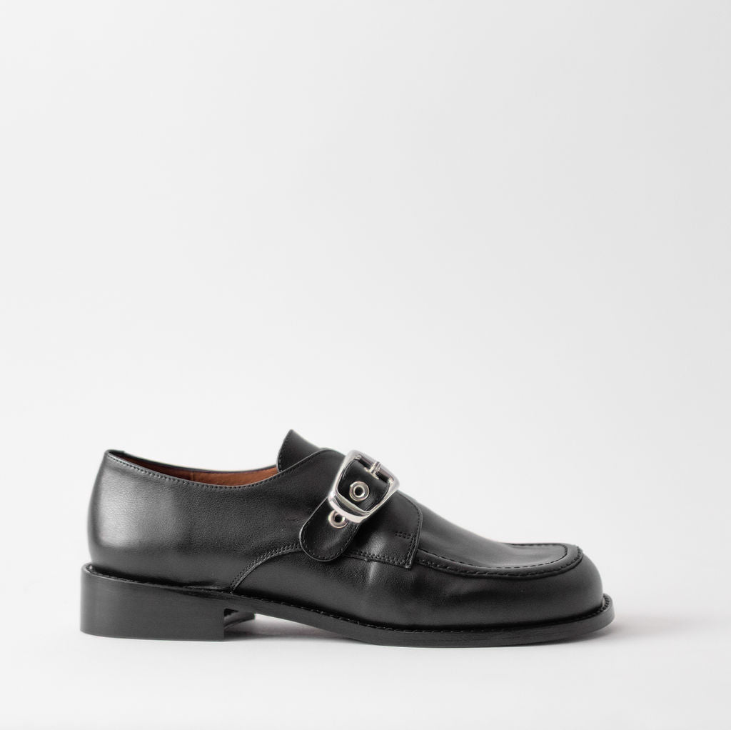 ANGEL ALACRON GISELLE MONK STRAP BLACK SHOES