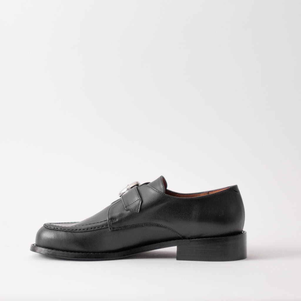 ANGEL ALACRON GISELLE MONK STRAP BLACK SHOES
