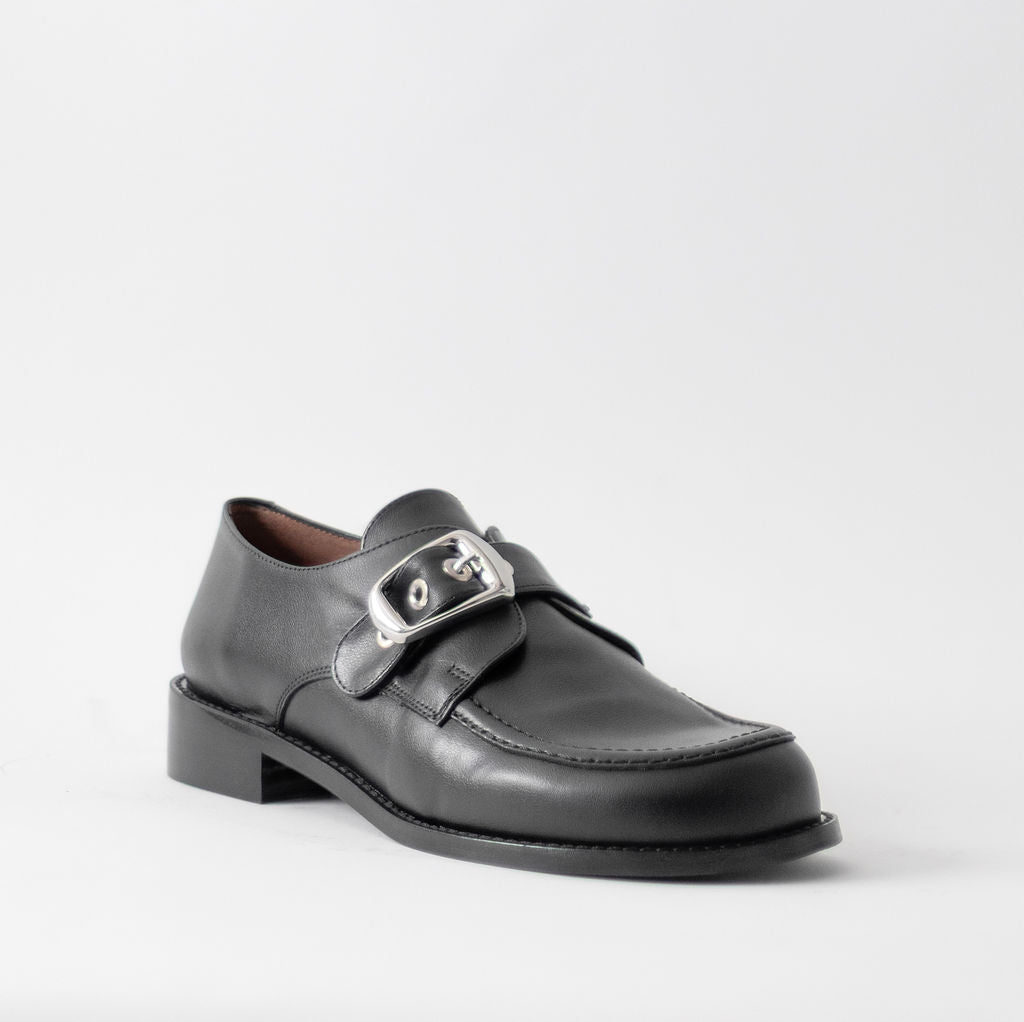 ANGEL ALACRON GISELLE MONK STRAP BLACK SHOES
