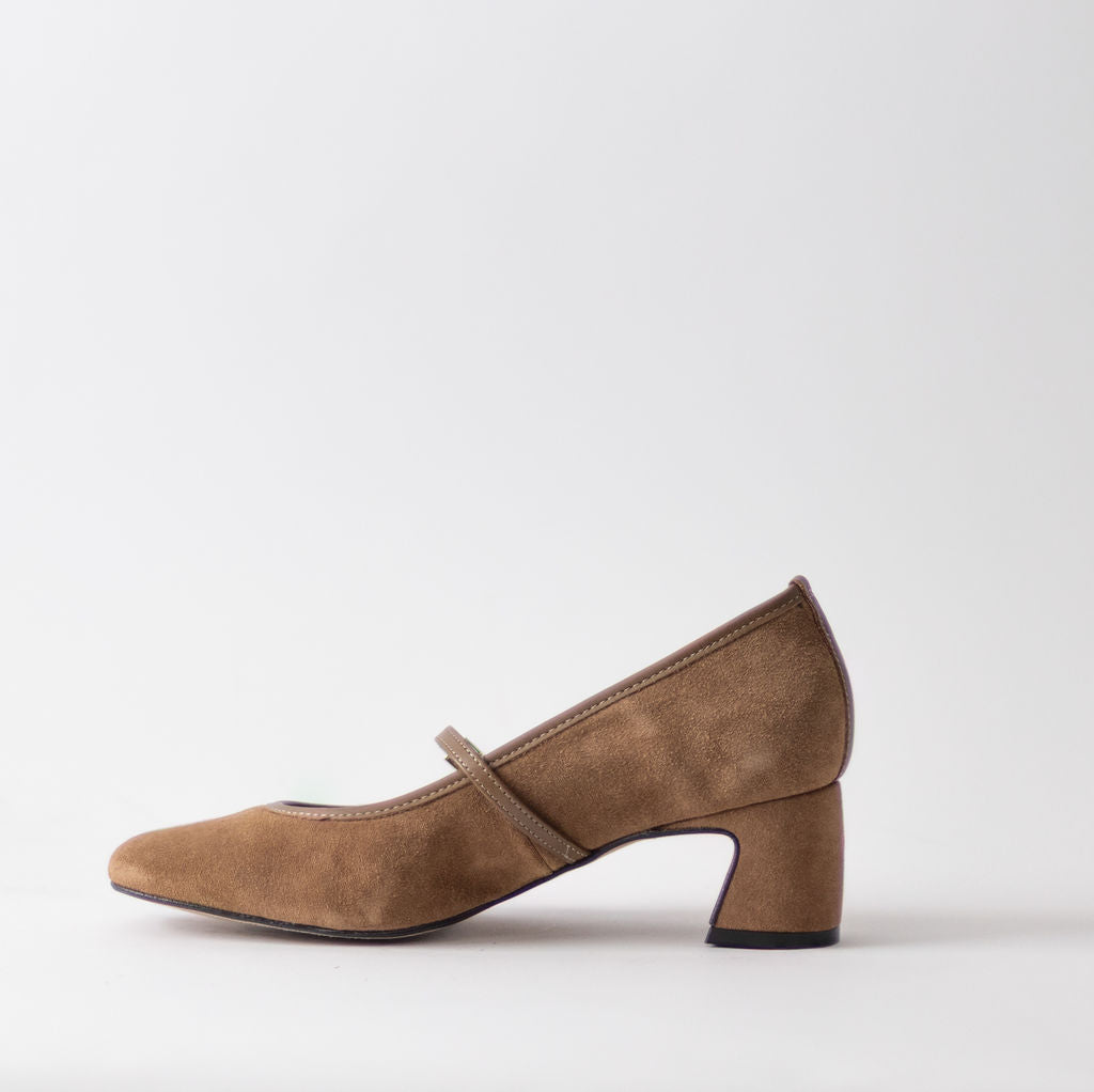ANGEL ALACRON JACQUELINE MJ CHESTNUT SUEDE HEELS
