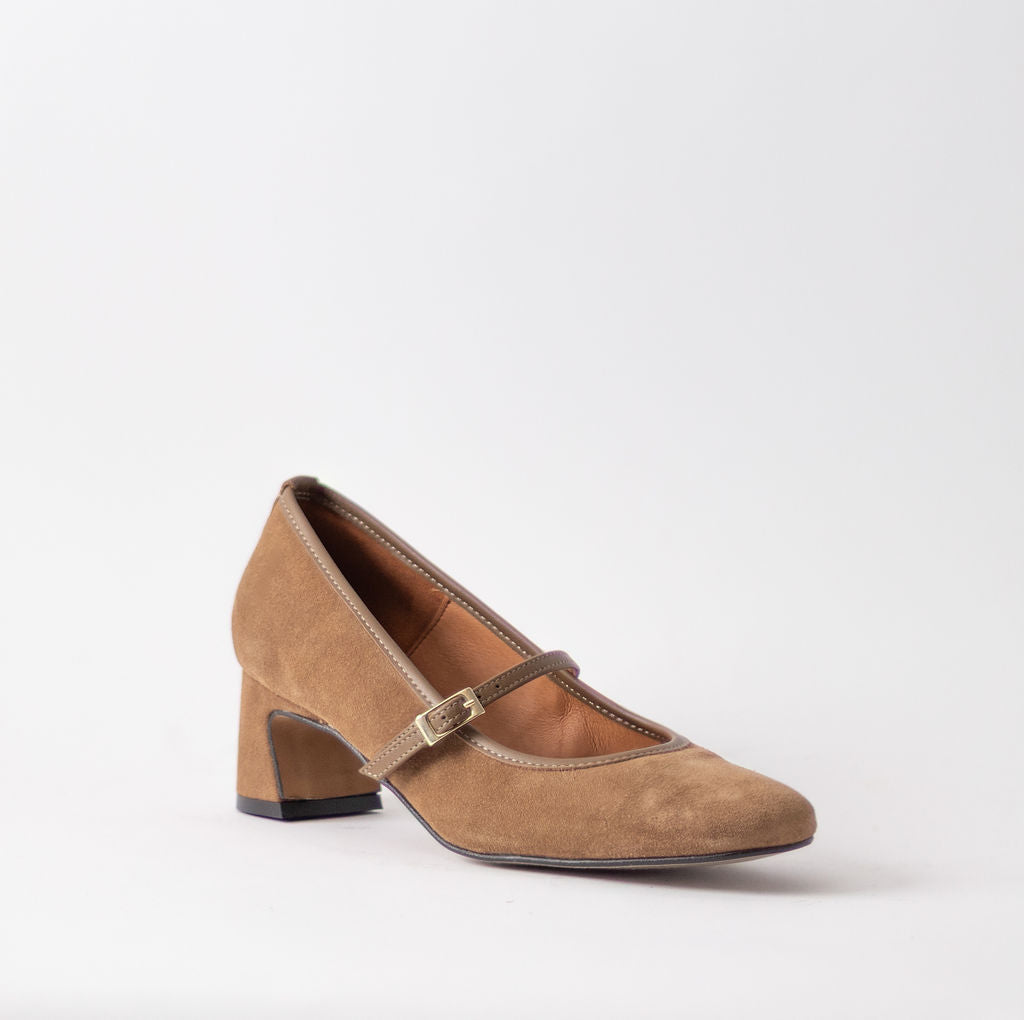 ANGEL ALACRON JACQUELINE MJ CHESTNUT SUEDE HEELS