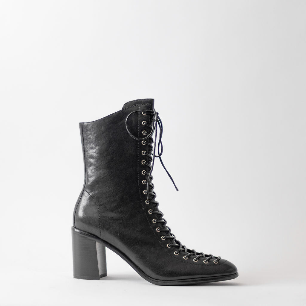 JEFFREY CAMPBELL ARCHILLE-2 BLACK LACE UP BOOTS