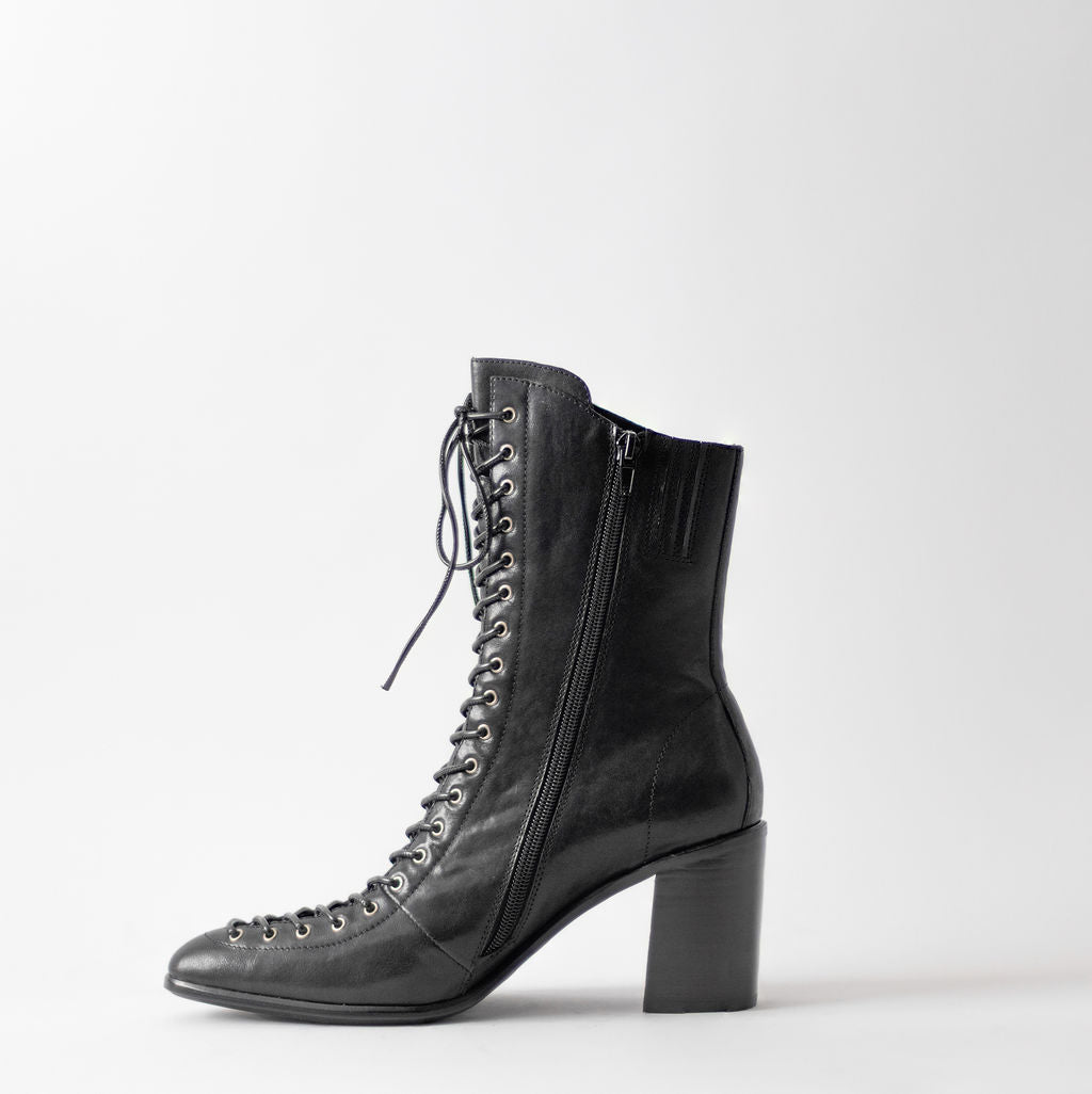 JEFFREY CAMPBELL ARCHILLE-2 BLACK LACE UP BOOTS