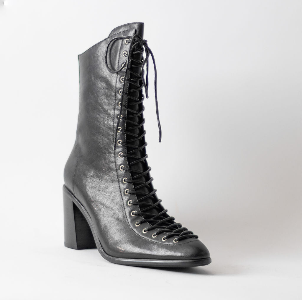 JEFFREY CAMPBELL ARCHILLE-2 BLACK LACE UP BOOTS