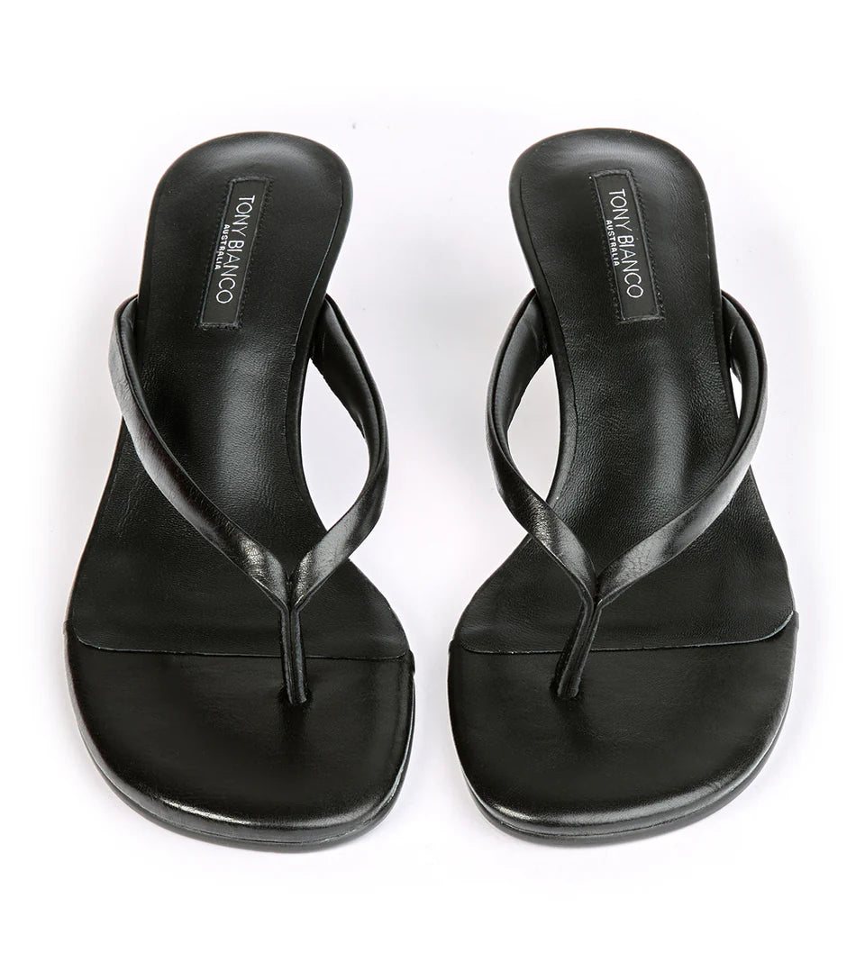 TONY BIANCO EDGY LOW WEDGE THONG BLK VINTAGE - Shoe Market NYC