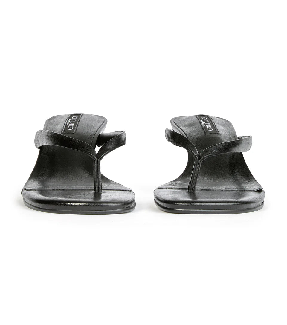 TONY BIANCO EDGY LOW WEDGE THONG BLK VINTAGE - Shoe Market NYC