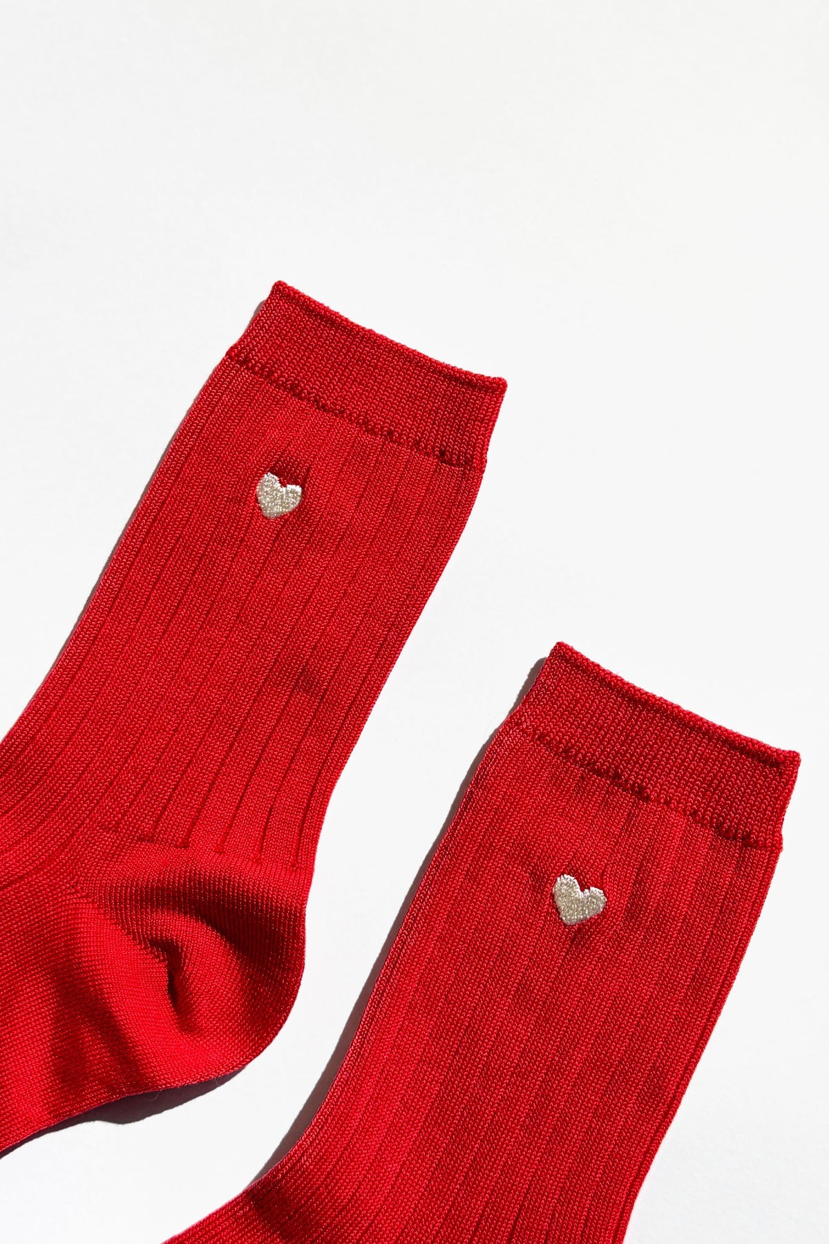 LEBON SHOPPE EMBROIDERED HER SOCKS CLASSIC RED HEART - Shoe Market NYC