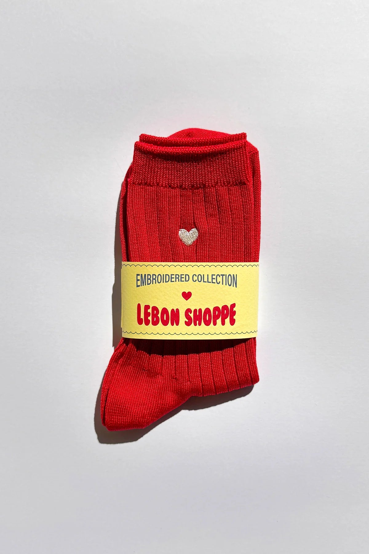LEBON SHOPPE EMBROIDERED HER SOCKS CLASSIC RED HEART - Shoe Market NYC