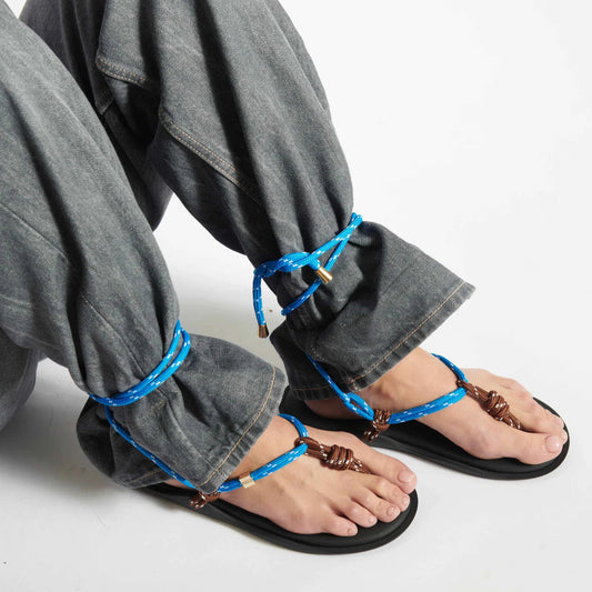 FLOWZE FLO TWIN - TIE ROPE SANDAL - BROWN/SKY BLUE