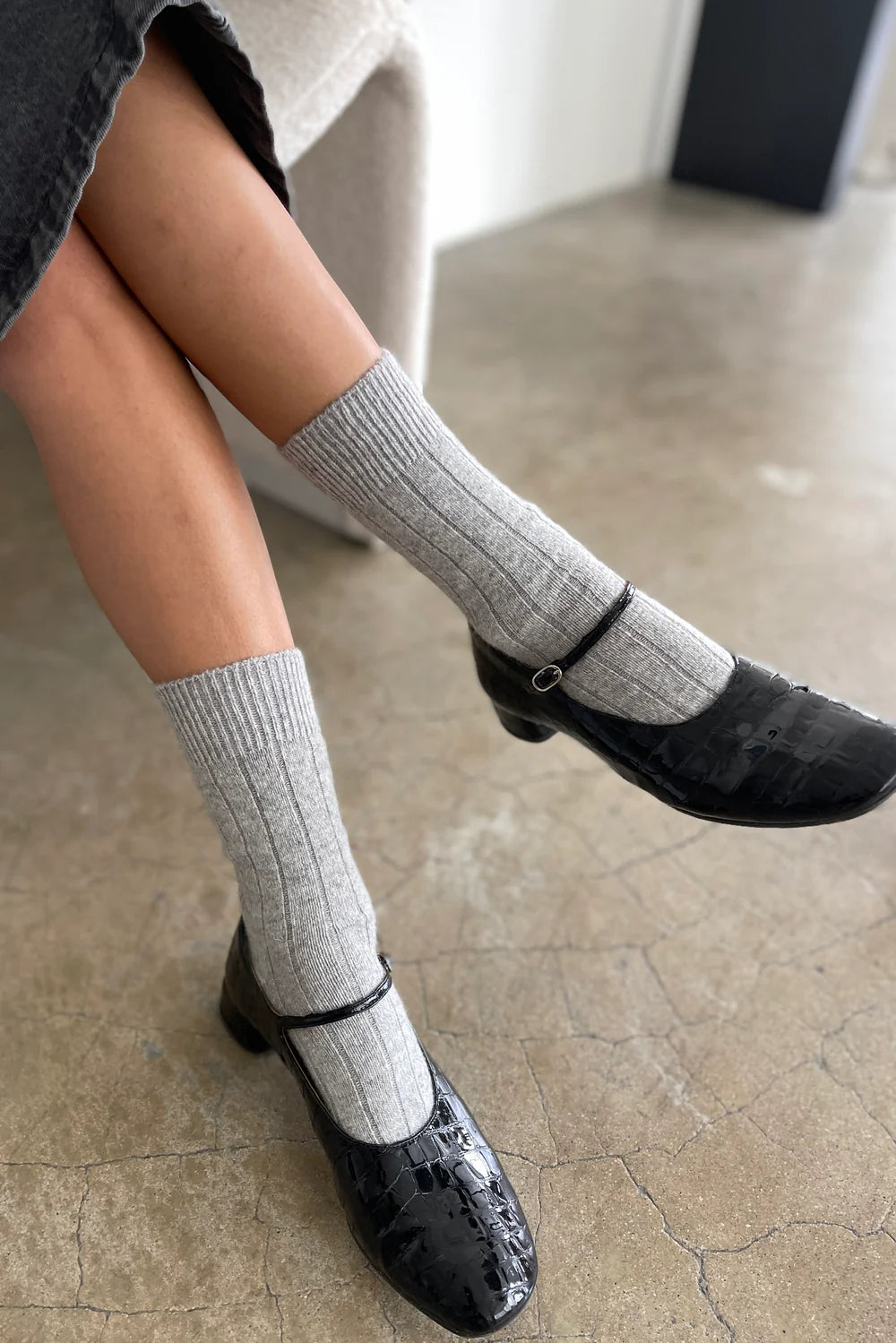 LE BON SHOPPE CLASSIC CASHMERE SOCKS GREY MELANGE