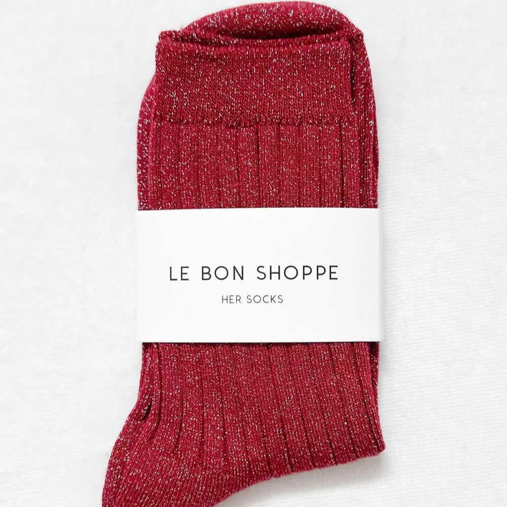 LE BON SHOPPE HER SOCKS CARMINE GLITTER