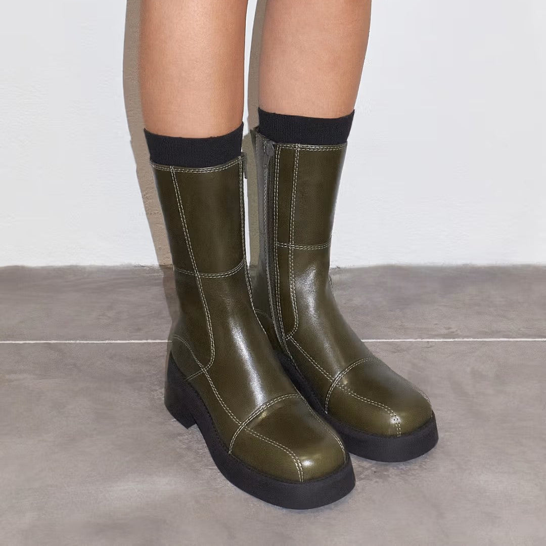 MIISTA Heya Khaki Ankle Boots