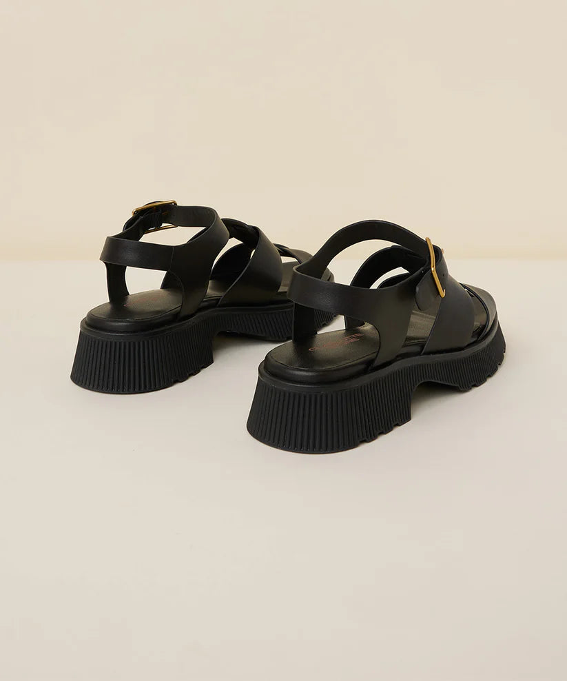 CHAROLETTE STONE HENNY SANDAL IN BLACK - Shoe Market NYC