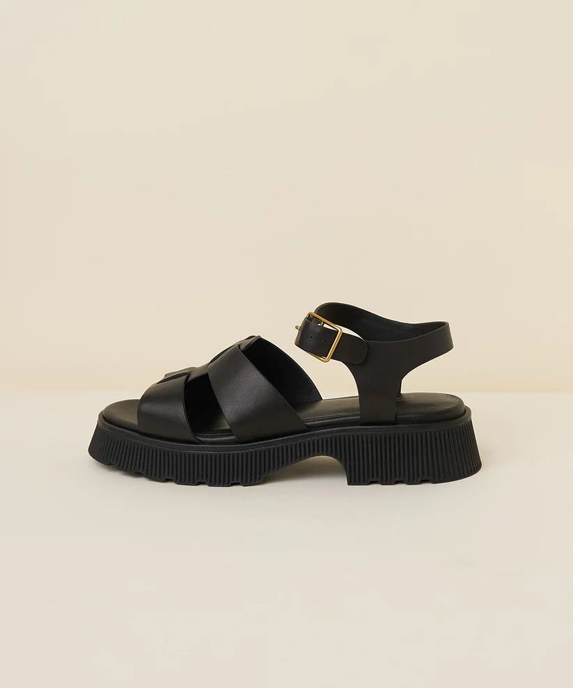 CHAROLETTE STONE HENNY SANDAL IN BLACK - Shoe Market NYC