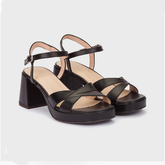 WONDERS BLOCK HEEL DRESS SANDAL BLACK
