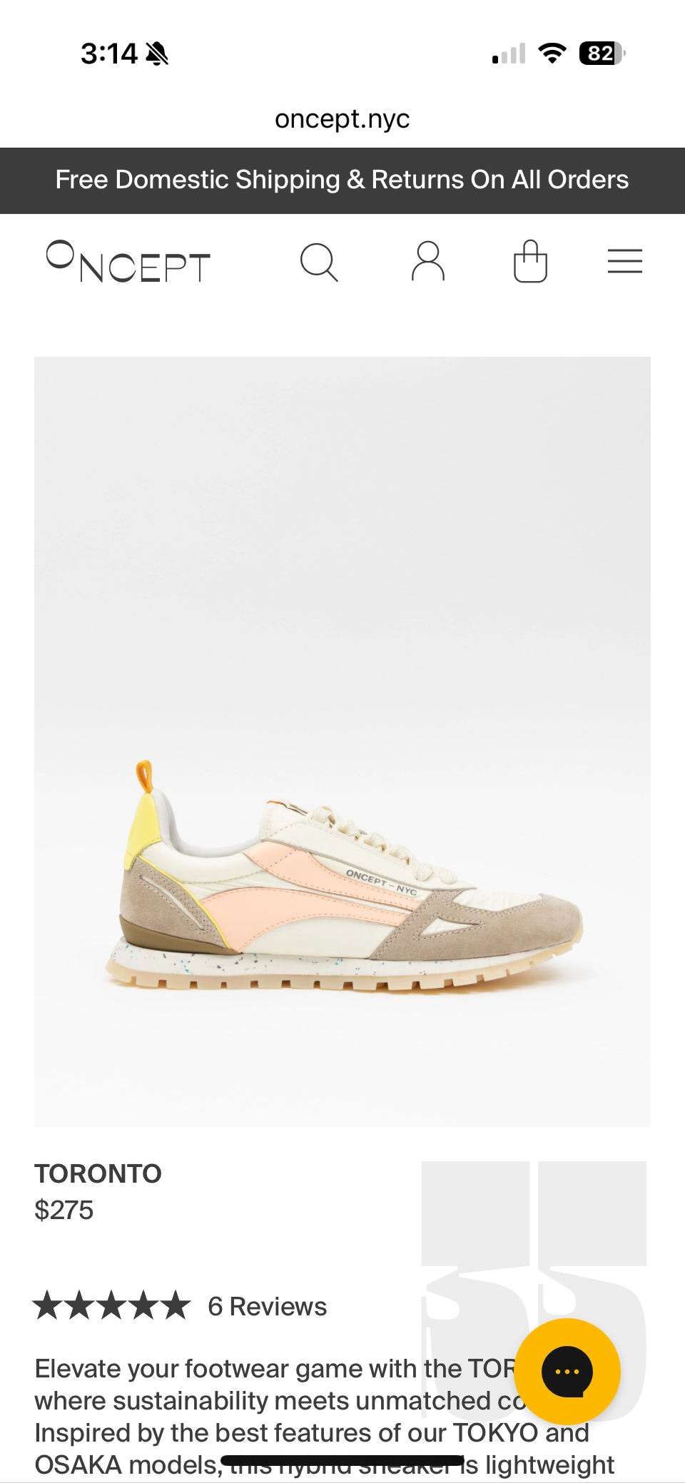 ONCEPT TORONTO SNEAKERS -ELECTRIC PEACH