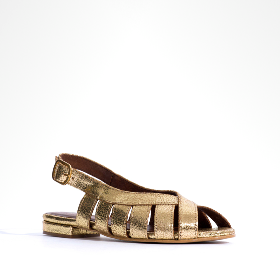 ANONYMOUS SOPHIE 20 CRACKLED METALIC GOAT SANDALS