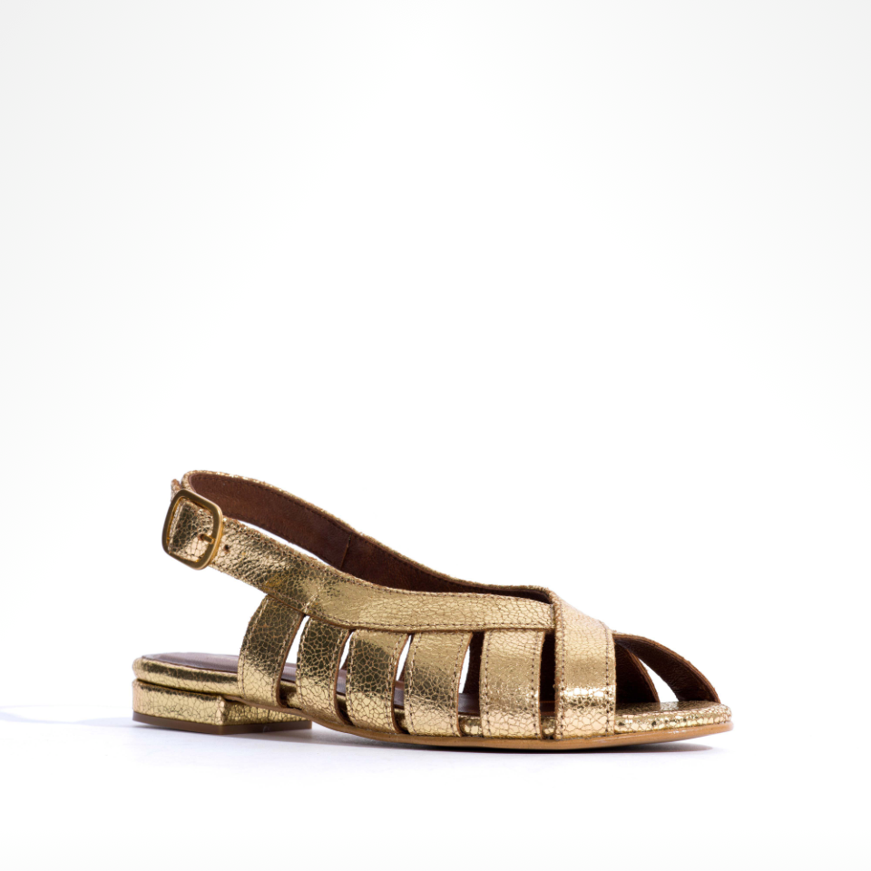 ANONYMOUS SOPHIE 20 CRACKLED METALIC GOAT SANDALS