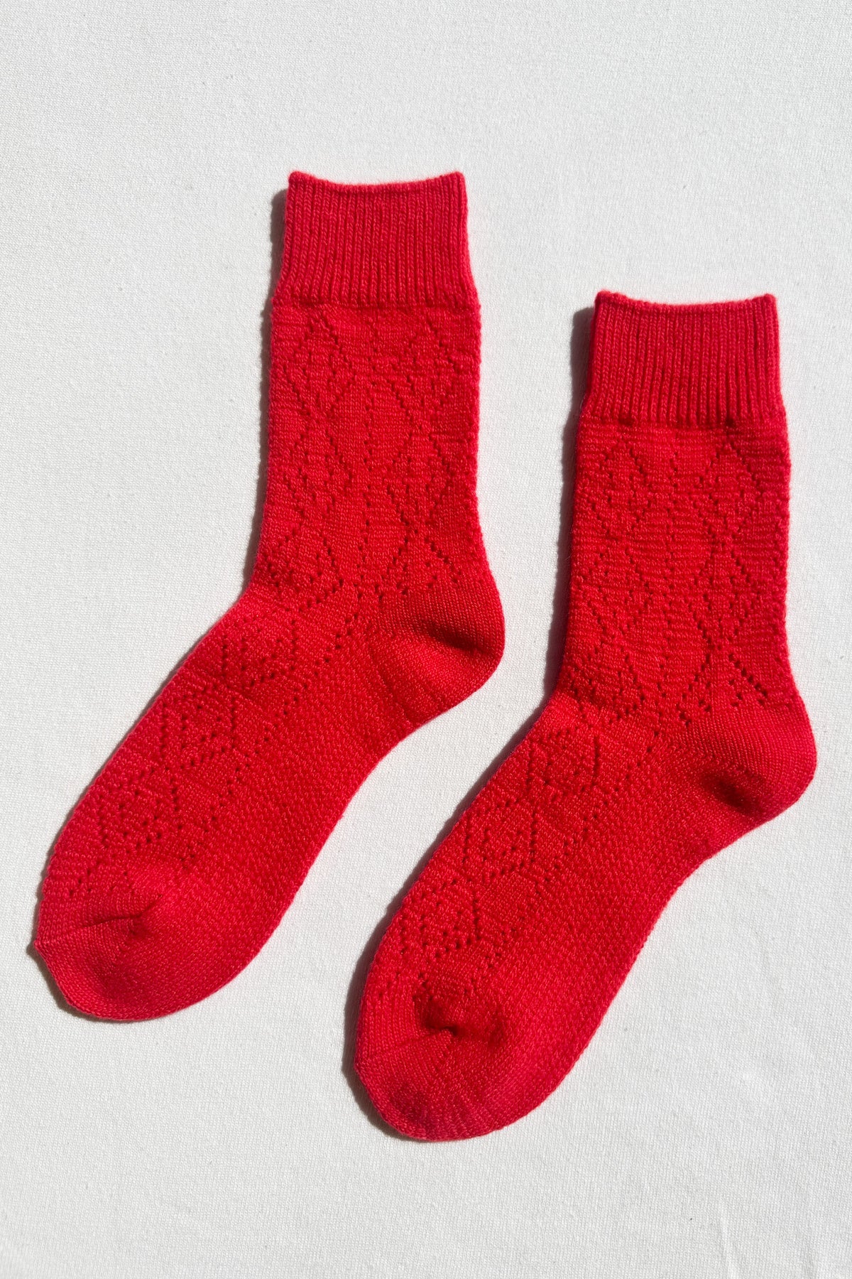 LEBON SHOPPE CASHMERE POINTELLE SOCKS RED