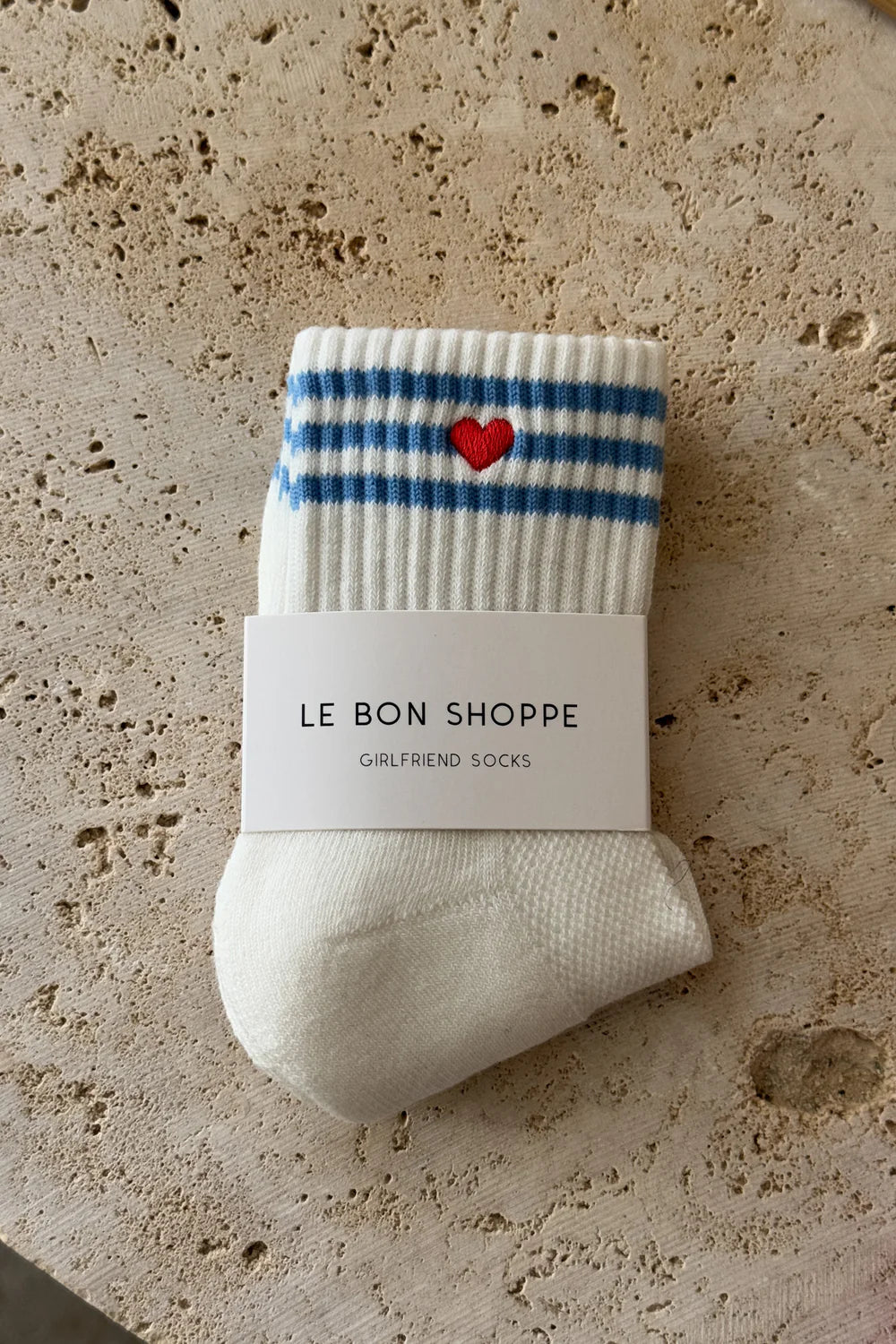 LE BON SHOPPE EMBROIDERED GIRLFRIEND SOCKS IVORY HEART