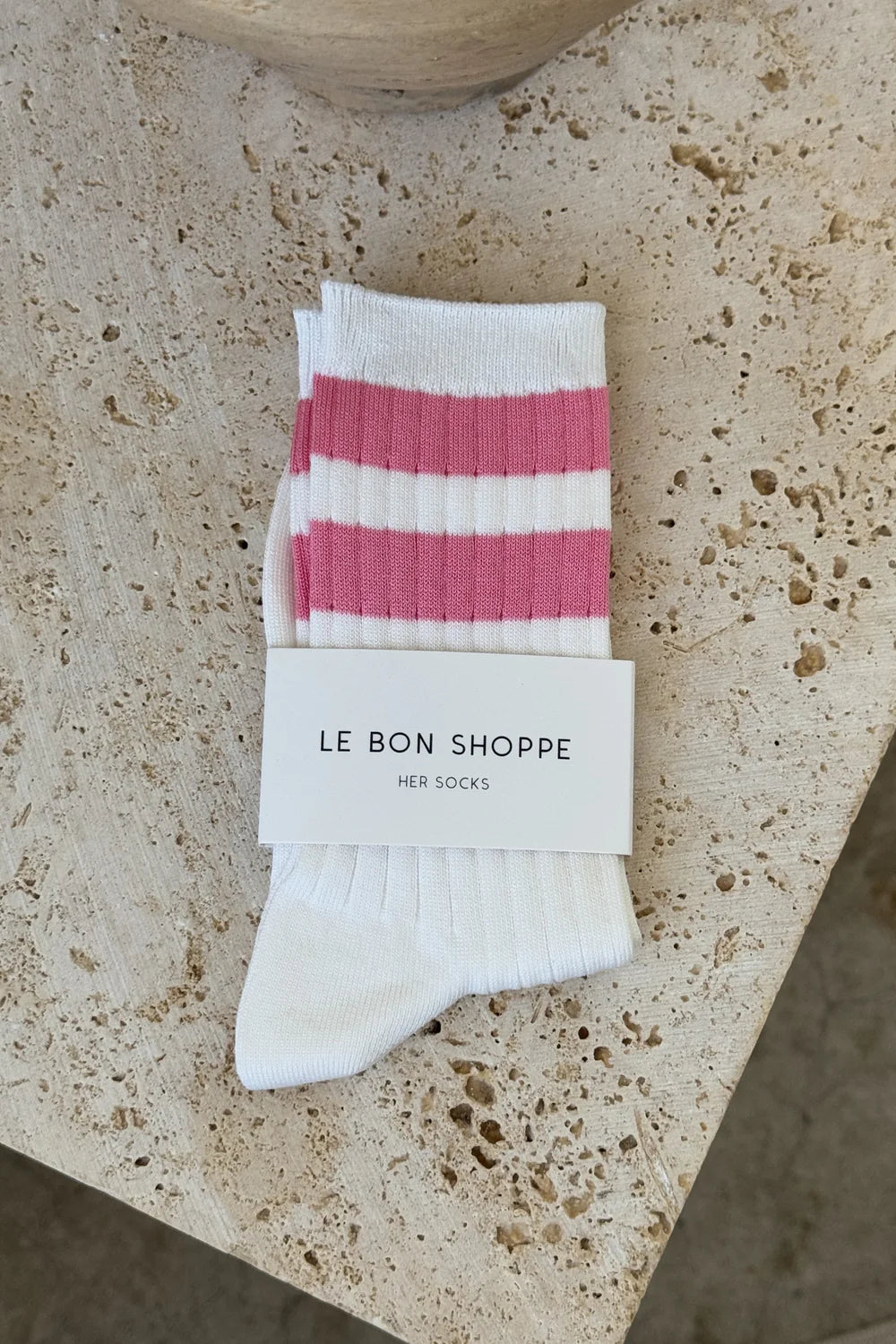 LE BON SHOPPE VARSITY SOCK PINK STRIPE