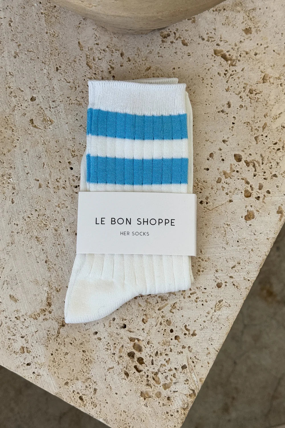 LE BON SHOPPE HER SOCKS VARSITY BLUE STRIPE