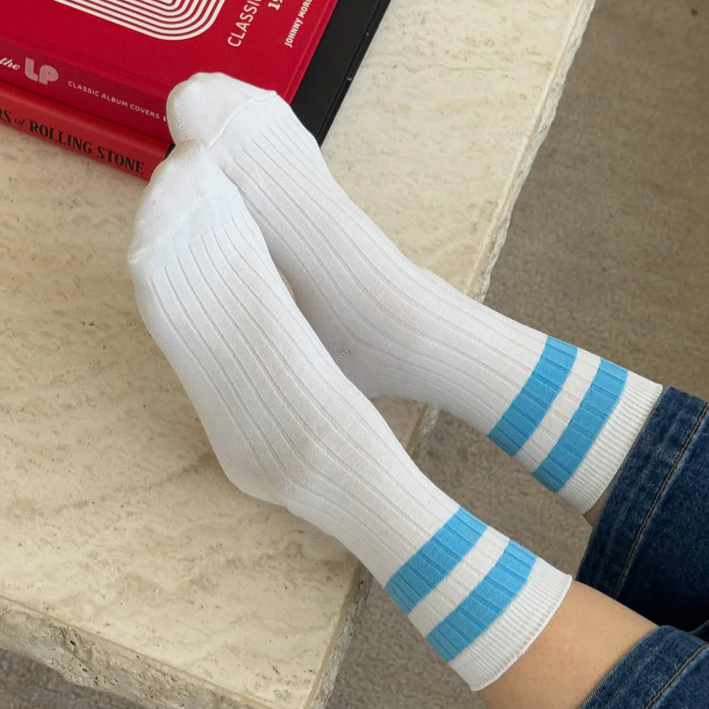 LE BON SHOPPE HER SOCKS VARSITY BLUE STRIPE