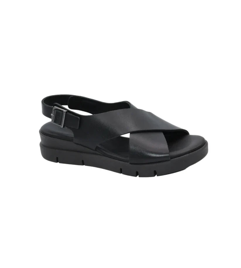 ERIC MICHAEL RAMONA CROSS SANDAL BLACK - Shoe Market NYC