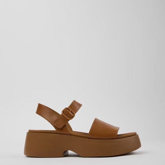 CAMPER TASHA FLATFORM SANDALS IN BROWN - Shoe Market NYC
