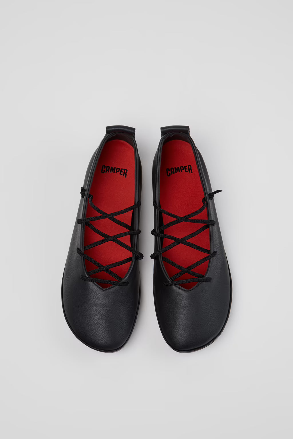 CAMPER RIGHT NINA LACE UP FLATS BLACK