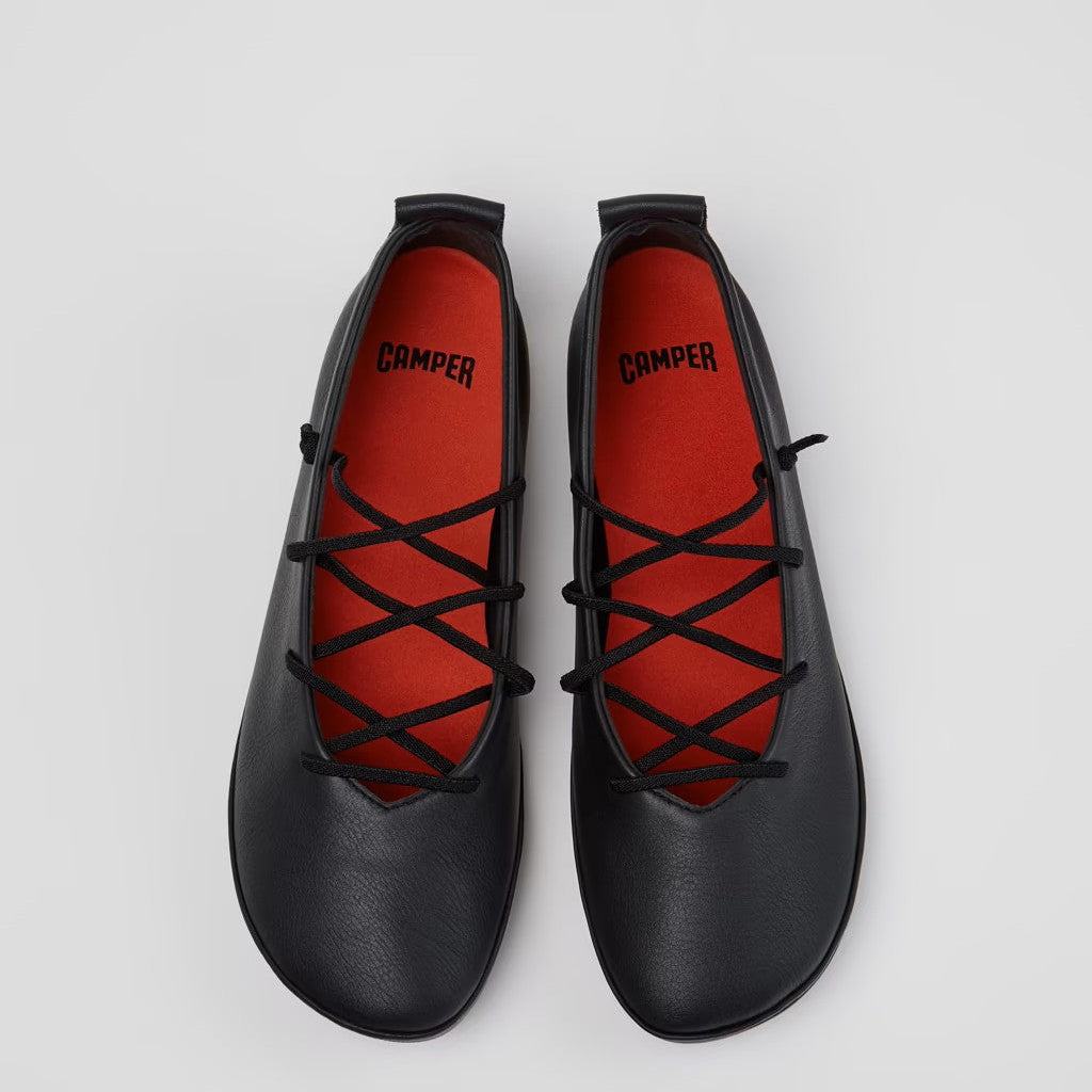 CAMPER RIGHT NINA LACE UP FLATS BLACK