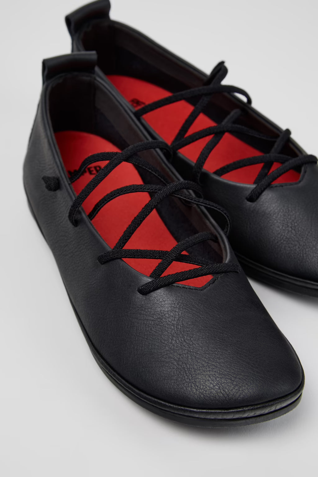 CAMPER RIGHT NINA LACE UP FLATS BLACK
