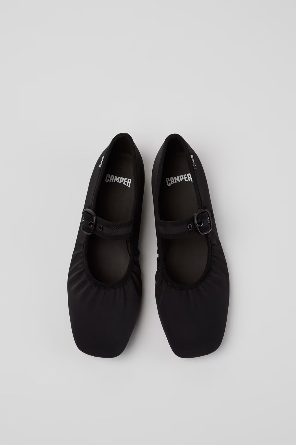 CAMPER CASI MYRA MJ FLAT GATHERED FABRIC BLACK – Shoe Market NYC