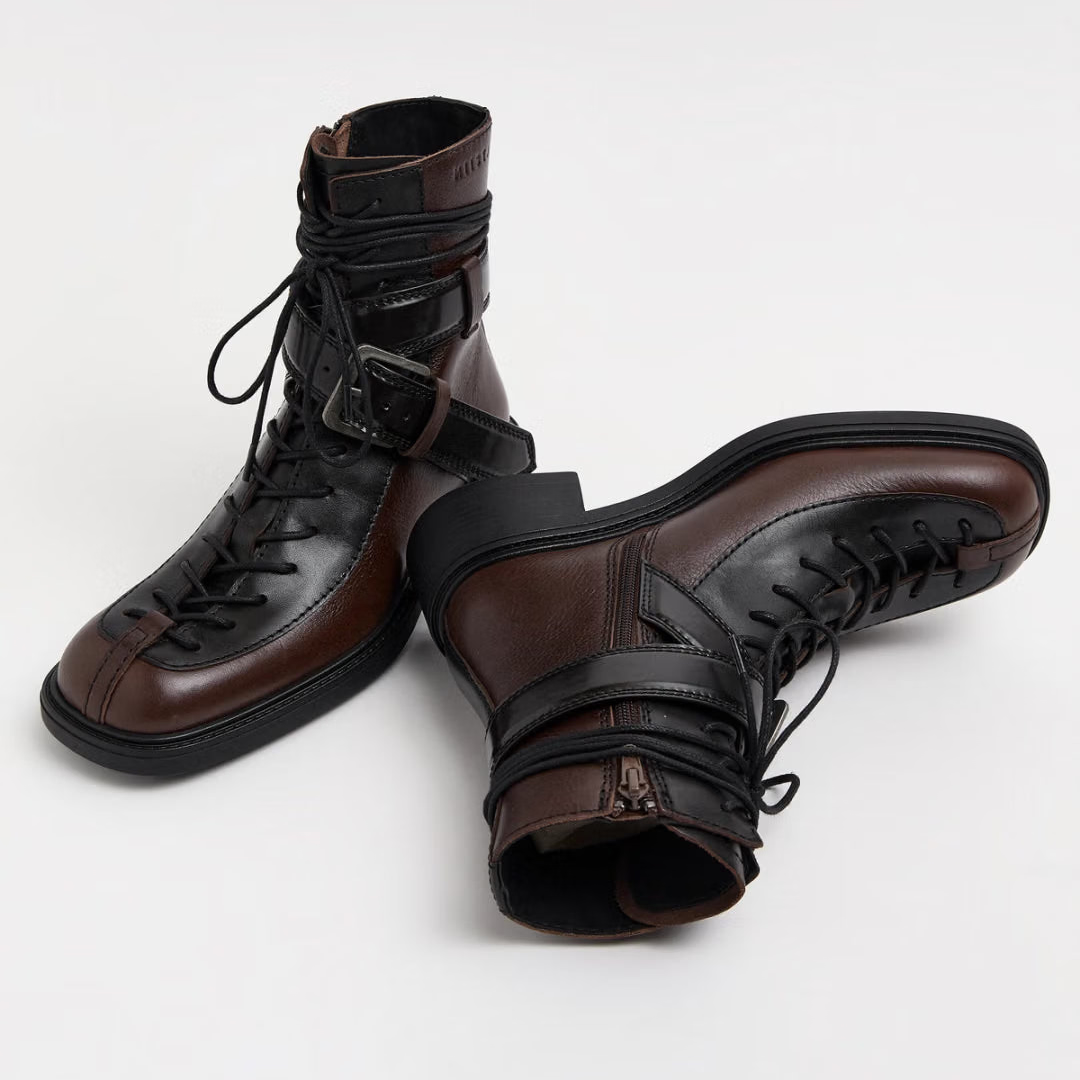 MIISTA Licia Brown Rowe Ankle Boots