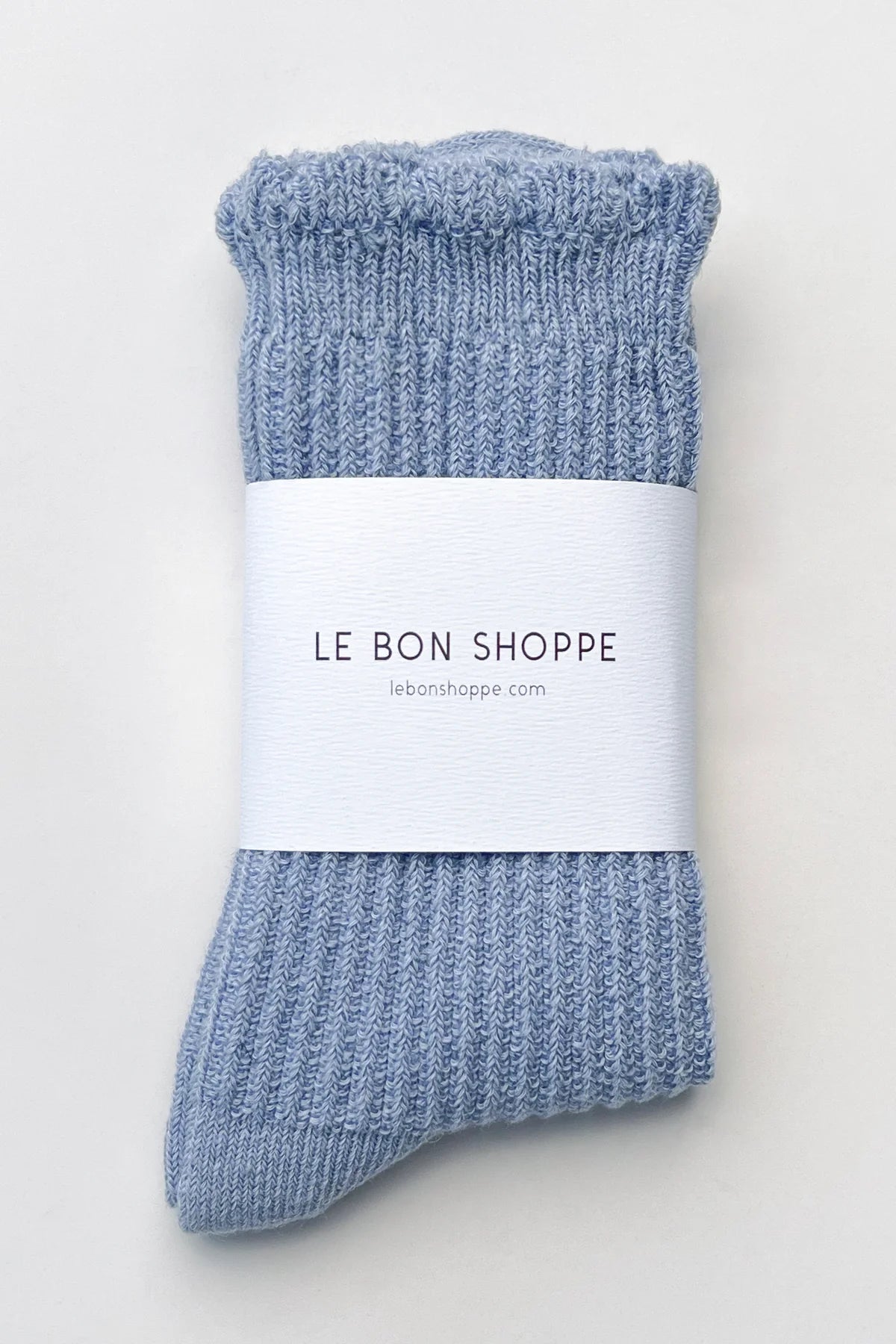 LE BON SHOPPE LINEN SCALLOP SOCKS PALE BLUE