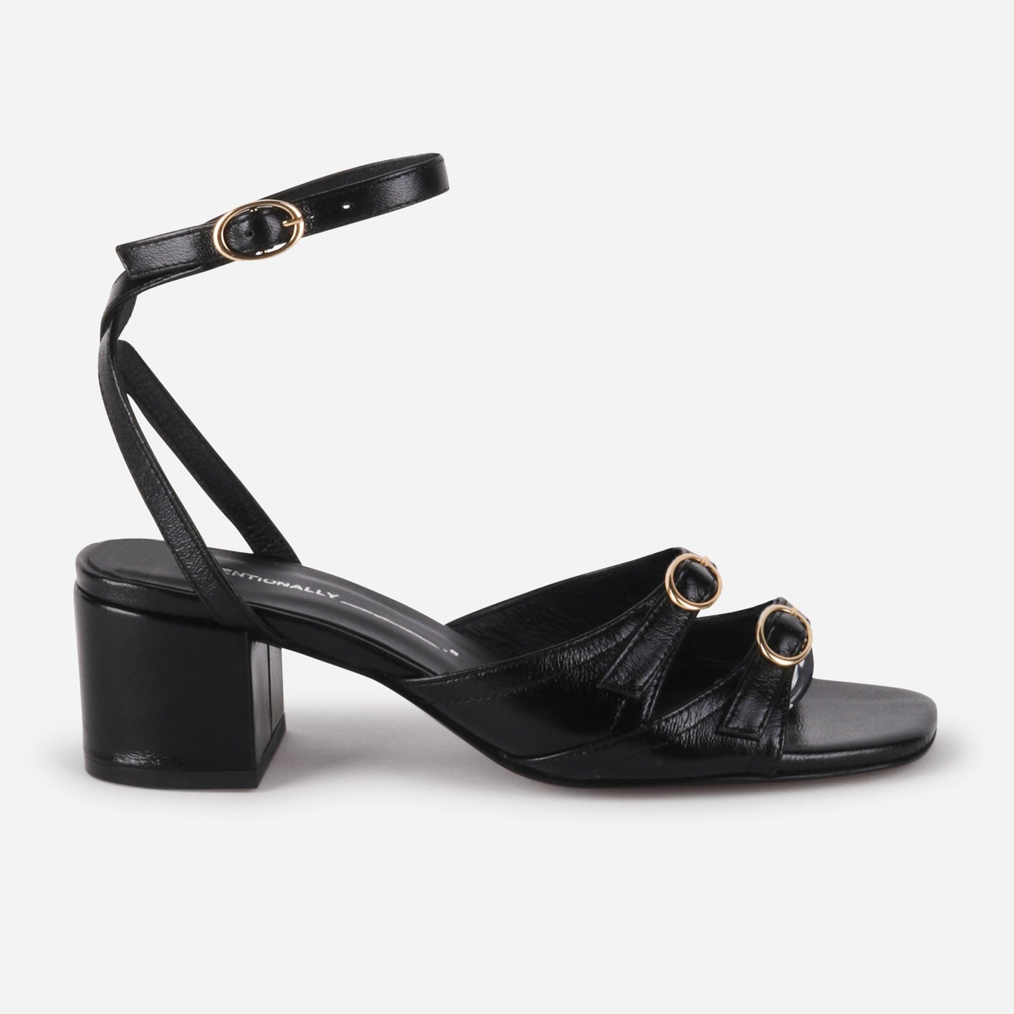 INTENTIONALLY BLANK LINGO HEELED SANDALS BLACK