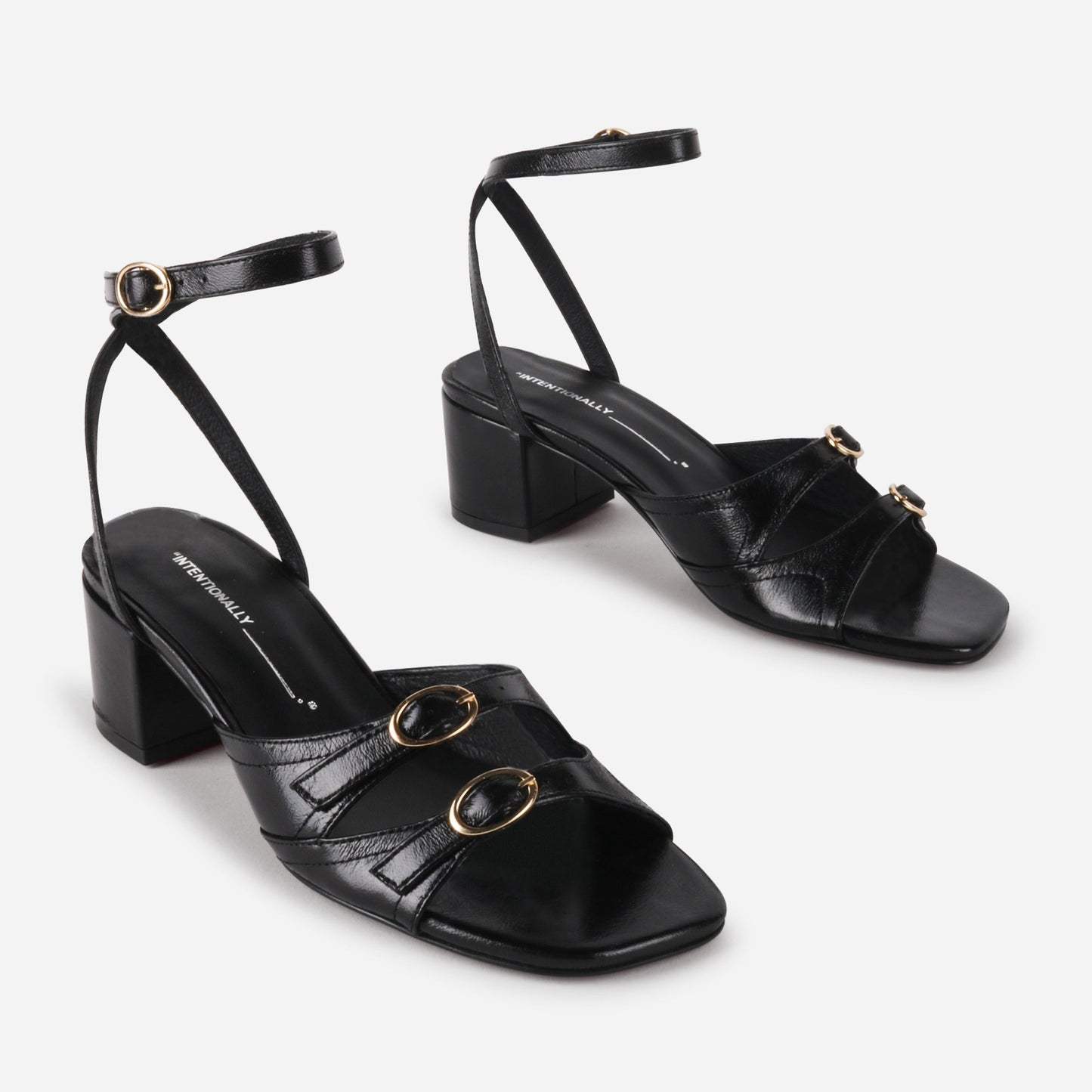 INTENTIONALLY BLANK LINGO HEELED SANDALS BLACK