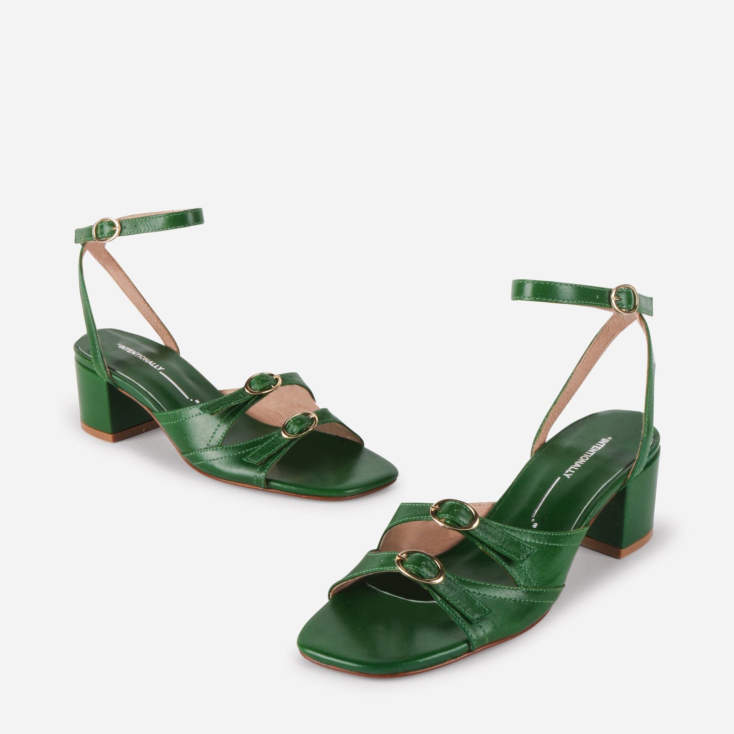 INTENTIONALLY BLANK LINGO HEELED SANDALS GREEN
