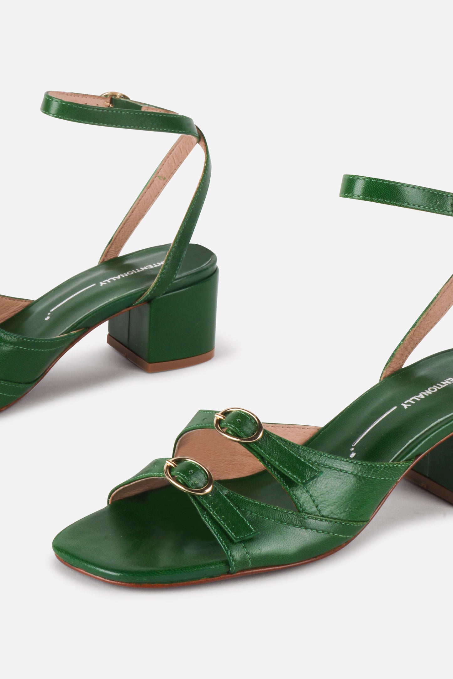 INTENTIONALLY BLANK LINGO HEELED SANDALS GREEN