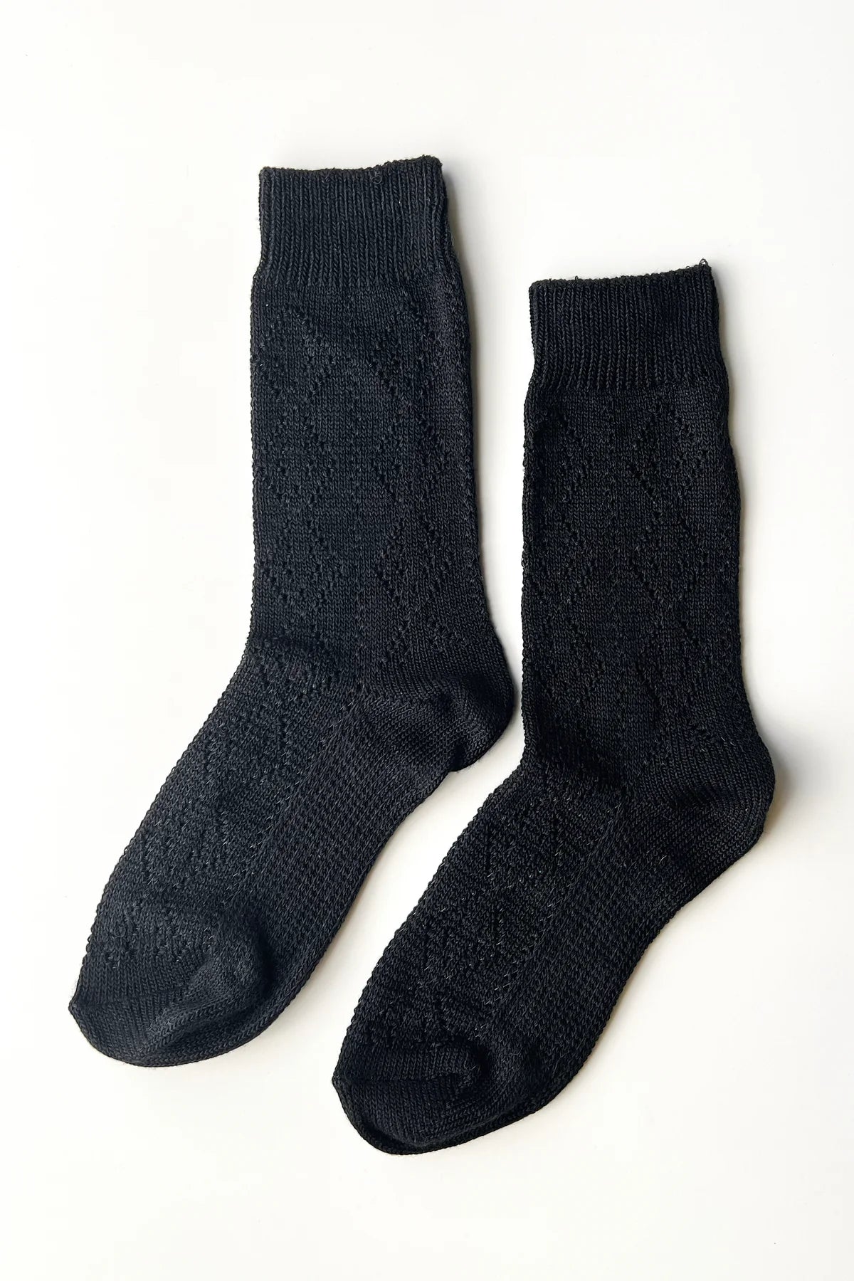 LEBON SHOPPE MODEL EYELET SOCK JET BLACK - Shoe Market NYC