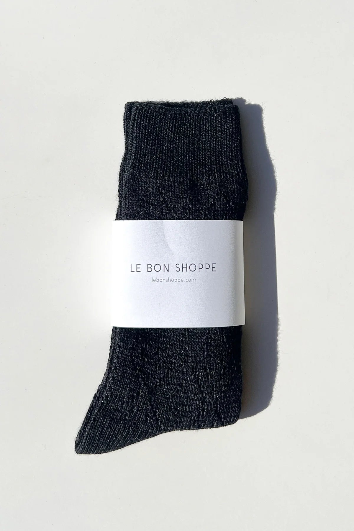 LEBON SHOPPE MODEL EYELET SOCK JET BLACK - Shoe Market NYC
