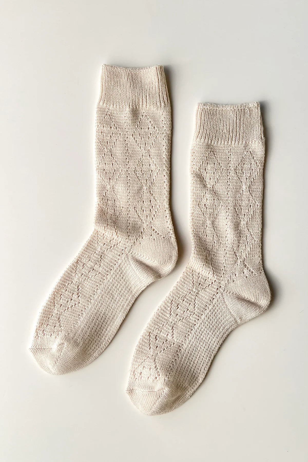 LEBON SHOPPE MODEL EYELET SOCKS OYSTER - Shoe Market NYC