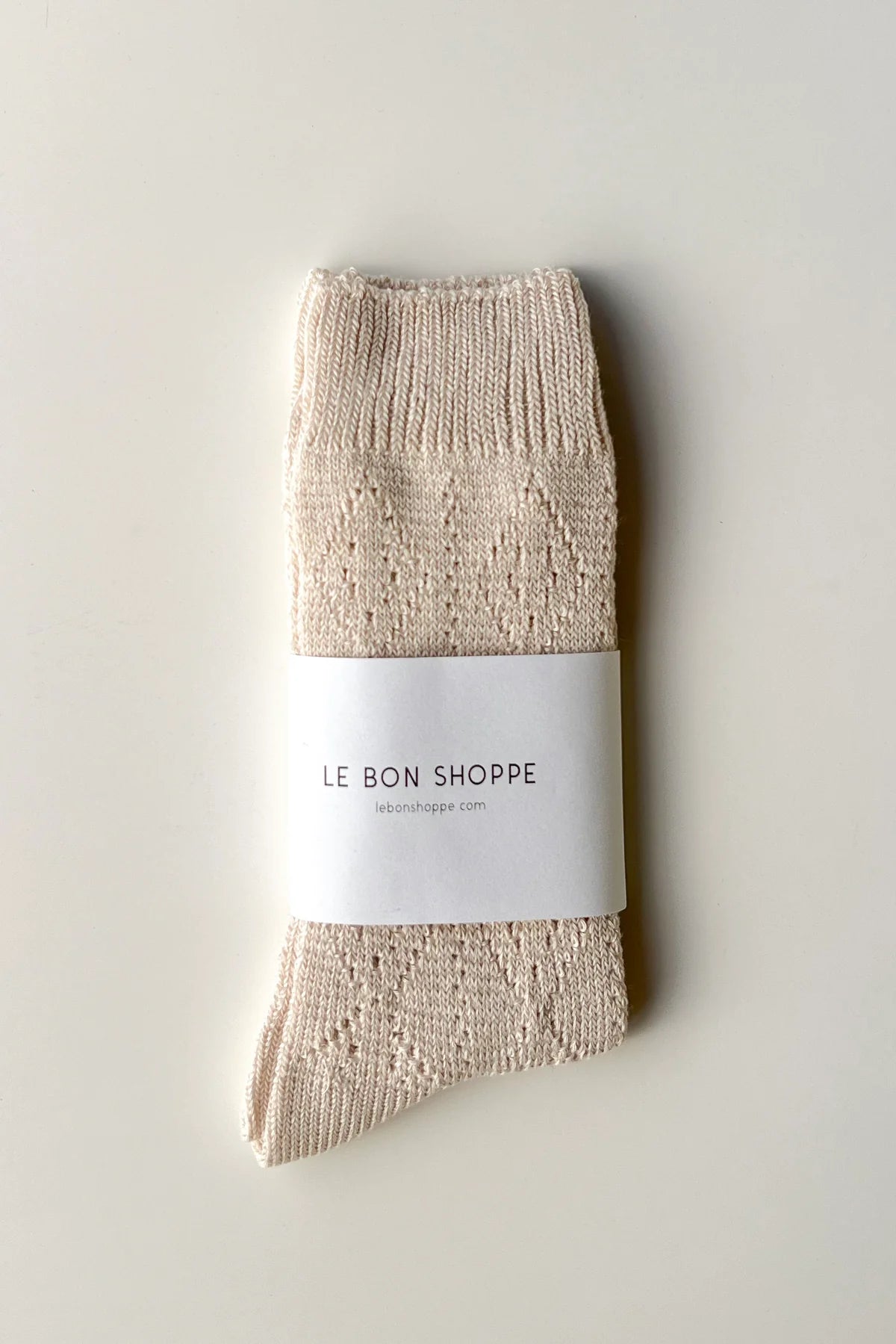LEBON SHOPPE MODEL EYELET SOCKS OYSTER - Shoe Market NYC
