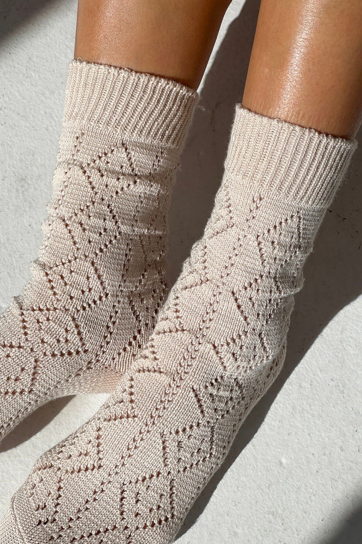 LEBON SHOPPE MODEL EYELET SOCKS OYSTER - Shoe Market NYC
