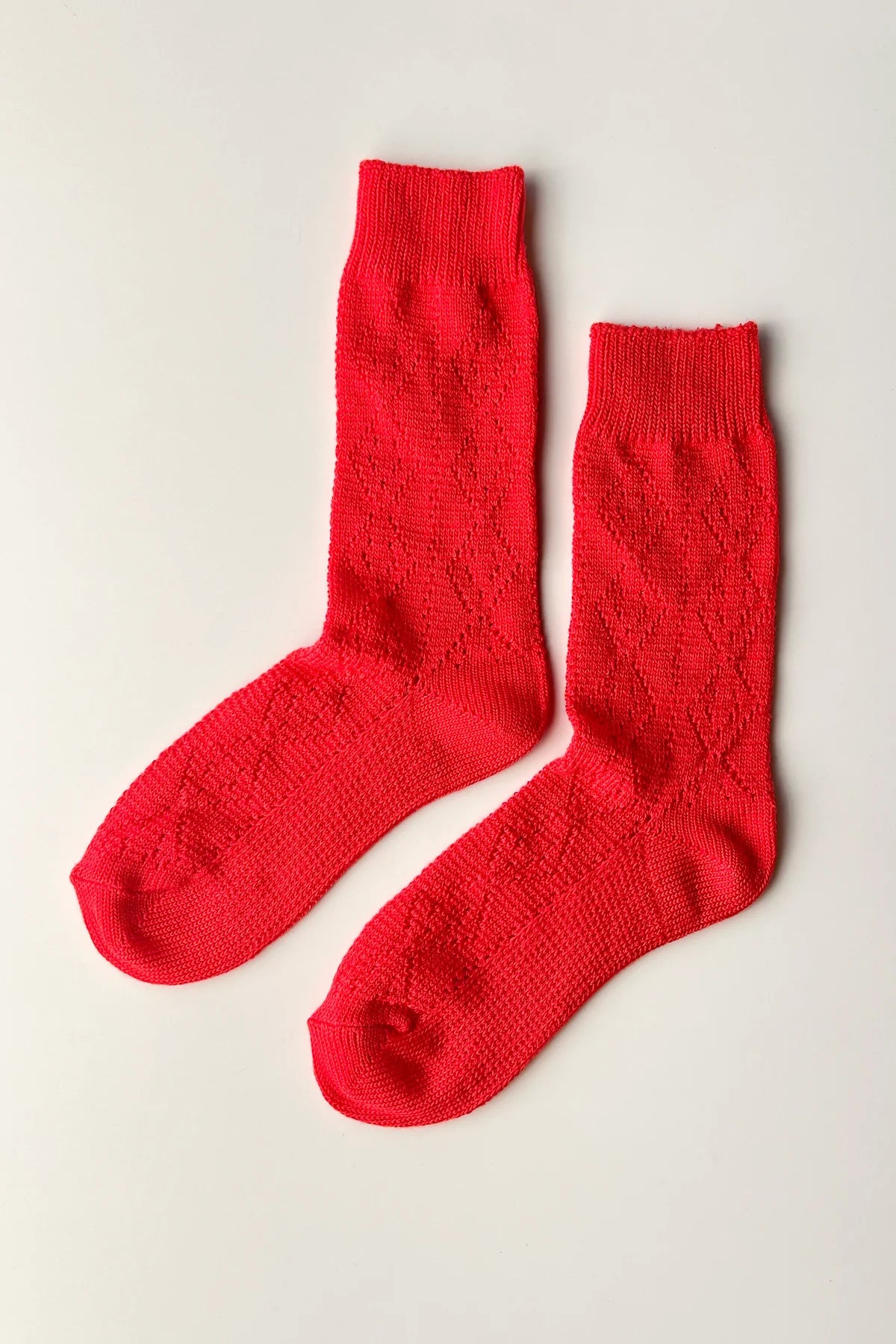 LEBON SHOPPE MODEL EYELET SOCKS POPPY RED - Shoe Market NYC