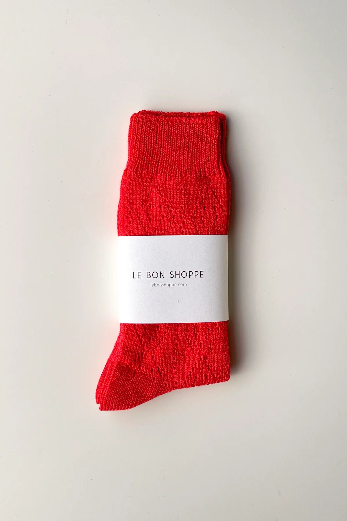 LEBON SHOPPE MODEL EYELET SOCKS POPPY RED - Shoe Market NYC