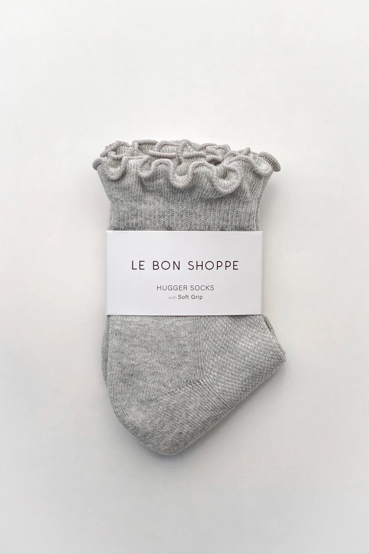 LEBON SHOPPE RUFFLED HUGGER CREW SOCK GREY